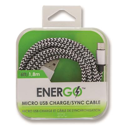 6 Foot Energo - Charger - Micro Usb CASE PACK 4
