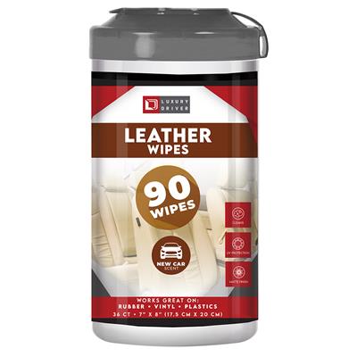 Luxury Drive Leather Wipes 90 Ct Canister CASE PACK 6