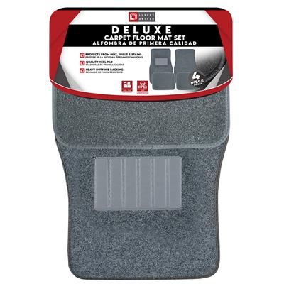 Wholesale Deluxe 4 Piece Heel Pad Light Grey Carpet Car Mats