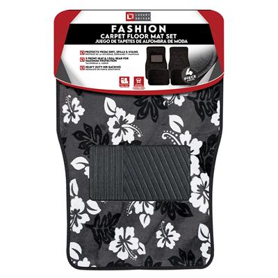 Fashion 4 Piece Carpet Car Mat - Hawaiian Grey