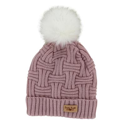 Lined knit hat With Pompom - Assorted Colors