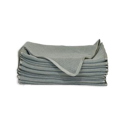 Elite Waffle Silk Banded Microfiber Towel 16x24 Grey- 1 Dozen