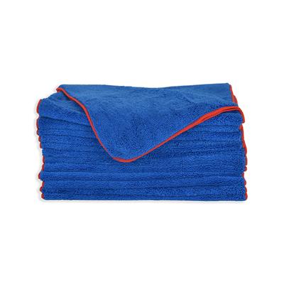 Elite Overlock Trim Microfiber Towel 16x24 Blue/Red- 1 Dozen