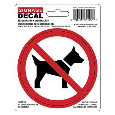 Safety Decal - No Pets CASE PACK 12