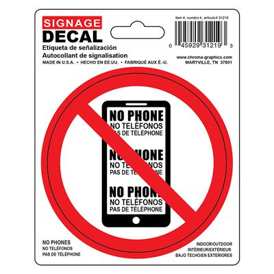 Safety Decal - No Phones CASE PACK 12